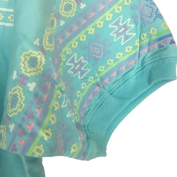 VINTAGE Blast Short Sleeve Puff Sweatshirt Top Southwestern Roses Medium NWT - Picture 7 of 13